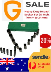 Impact Socket Set 10 Pcs (½ Inch, Sizes 8 to 24 mm)