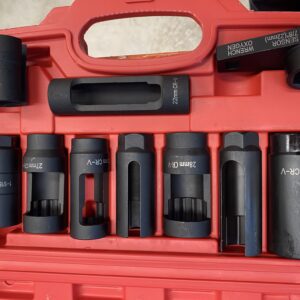 10-Piece Oxygen Sensor Socket Wrench Set with Plastic Carry Case – Universal Automotive Tool Kit