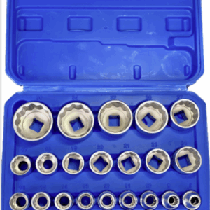 21-Piece 1/2” Drive Large 12-Point Socket Set – Metric Sizes 8–36mm with Carry Case