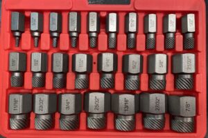 25Pcs Screw Extractor Set – Hex Bolt & Broken Screw Remover Tools