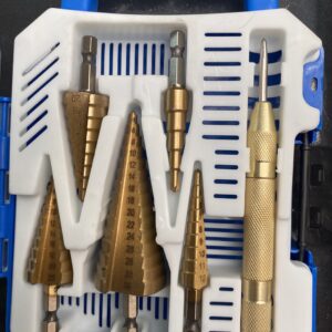 5Pcs Titanium Step Drill Bit Set + Centre Punch – HSS Hole Cutter Kit