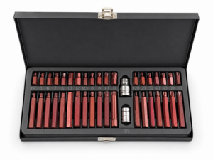 40-piece S2 screwdriver bit set in blue steel case