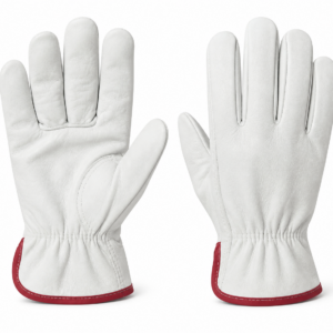 Leather work gloves for hand protection
