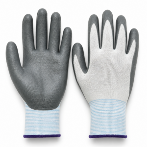 Nitrile-coated grip work gloves for workshop protection