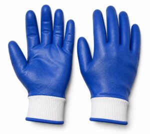10 in Fully Coated Blue Nitrile Work Gloves – 65 g