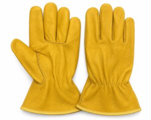 10 in Yellow Cowhide Leather Work Gloves – 130 g
