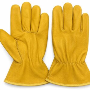 10 in Yellow Cowhide Leather Work Gloves – 130 g